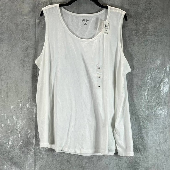 Style & Co Women's Plus Size White Cotton Scoop-Neck Tank Top SZ 3X - Picture 1 of 10